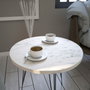 Hanah Home Marmo Mesa Auxiliar con Patas de Metal, Blanca y Negra, 40x44x40 cm